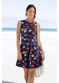 Beach Time BEACHTIME Damen Strandkleid, bunt, casual, Gr. 40, bedruckt, Jersey, Obermaterial: 95% Baumwolle, 5% Elasthan, Kleider, mit Blumendruck, Sommerkleid