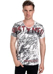 Rusty Neal Herren T-Shirt, grau, casual, Gr. XXL, bedruckt, 100% Baumwolle, Shirts, mit aufwendigem Strass-Design