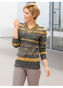 Casual Looks Damen V-Ausschnitt-Pullover "Pullover", gelb, Gr. 40, meliert, gemustert, mehrfarbig, 100% Polyacryl, Pullover