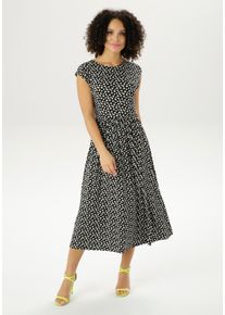 Aniston CASUAL Damen Sommerkleid, gelb, Gr. 48, geblümt, bedruckt, Single Jersey, Obermaterial: 95% Viskose, 5% Elasthan, Kleider, mit verspielten