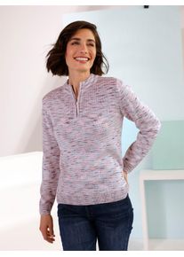 Classic Basics Damen Stehkragenpullover "Pullover", rosa, Gr. 52, meliert, gemustert, mehrfarbig, 100% Polyacryl, Pullover