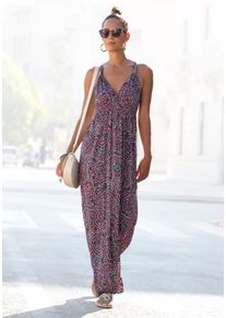 Lascana Damen Maxikleid, lila, Gr. 36, Paisley, Jersey, Obermaterial: 100% Viskose, Kleider, mit Paisleymuster und verstellbarem Ausschnitt,