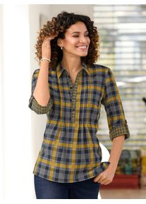 Casual Looks Damen Langarmbluse, gelb, Gr. 38, gemustert, kariert, mehrfarbig, 100% Baumwolle, Blusen