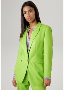 Damen Longblazer, grün, modisch, Gr. 38, Aniston SELECTED, unifarben, Web, Obermaterial: 95% Polyester, 5% Elasthan. Futter: 100% Polyester, Blazer,