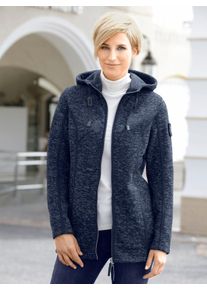 Casual Looks Damen Kapuzenfleecejacke, blau, Gr. 48, meliert, unifarben, 100% Polyester, Jacken