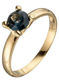 Jobo Damen Goldring, 54, Gelbgold 585, gelb, Gelbgold 585, Fingerringe, 585 Gold mit Blautopas