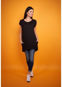 Seidel Moden Damen Longshirt, schwarz, casual, Gr. 36, unifarben, Jersey, Obermaterial: 95% Viskose, 5% Elasthan, Shirts, MADE IN GERMANY
