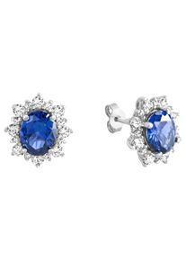 Firetti Damen Paar Ohrstecker "Schmuck Geschenk Gold 375 Ohrschmuck Farbstein Edelstein Rubin", Weißgold 333, blau, Weißgold 333, Ohrringe, mit Rubin