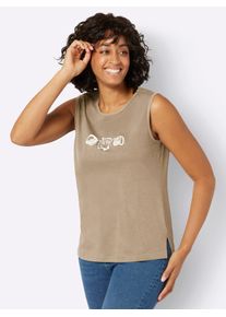 Casual Looks Damen Shirttop, beige, Gr. 36, unifarben, gemustert, 100% Baumwolle, Tops