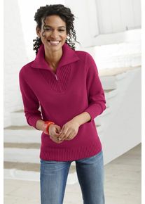 Casual Looks Damen Troyer "Pullover", pink, Gr. 38, meliert, unifarben, 50% Baumwolle, 50% Polyacryl, Pullover