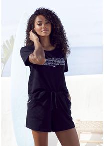Kangaroos Damen Shorty, Gr. 32, schwarz, Single Jersey, Obermaterial: 100% Baumwolle, bedruckt, sportlich, Homewear-Sets, mit Slogan-Frontdruck