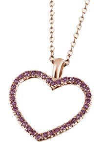 Firetti Damen Kette mit Anhänger "Schmuck Geschenk Gold 375 Gold 585 Halsschmuck Halskette Herz", 0,14 ct, Roségold 585, L: 45cm B: 1mm, rot,