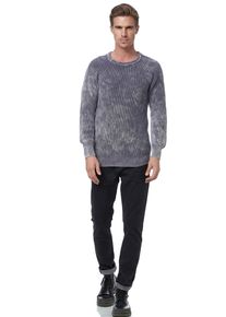 Rusty Neal Herren Strickpullover, grau, casual, Gr. XL, Batikmuster, unifarben, 50% Polyacryl, 50% Baumwolle, Pullover, im dezenten Batik-Design