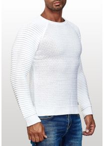 Rusty Neal Herren Strickpullover, weiß, casual, Gr. XXXL, unifarben, 70% Polyacryl, 30% Baumwolle, Pullover, in modischem Grobstrick-Design