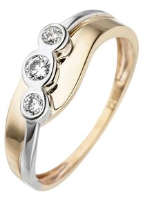 Jobo Damen Goldring, 56, Gelbgold 333-Weißgold 333, gold, Gelbgold 333, Weißgold 333, Fingerringe, 333 Gold bicolor mit Zirkonia