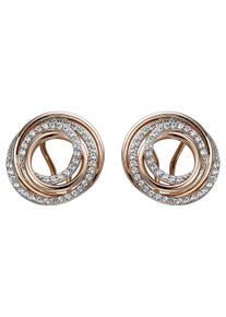 Jobo Damen Paar Ohrstecker, Silber 925 (Sterlingsilber), rosa, Silber 925 (Sterlingsilber), Ohrringe, 925 Silber roségold vergoldet mit 92 Zirkonia