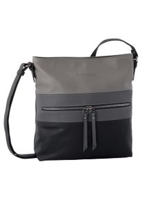 Tom Tailor Damen Umhängetasche "ELLEN Cross bag L", schwarz, Lederimitat, Polyurethan (PU), gemustert, kontrastfarbene Details, leicht glänzend,