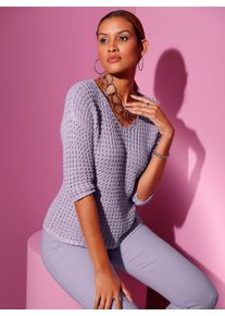 CRÉATION L CREATION L Damen Strickpullover "Pullover", lila, Gr. 40, unifarben, 50% Baumwolle, 50% Polyacryl, Pullover