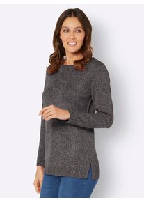 Classic Basics Damen Longpullover "Long-Pullover", grau, Gr. 54, meliert, gemustert, mehrfarbig, 100% Polyacryl, Pullover