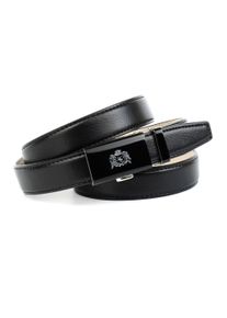 Anthoni Crown Damen Ledergürtel, schwarz, Gr. 100, unifarben, Leder, Gürtel, Glänzende Schließe mit Wappen