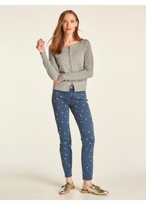 Heine Damen Cardigan, grau, Gr. 46, unifarben, 90% Baumwolle, 10% Seide, Strickjacken