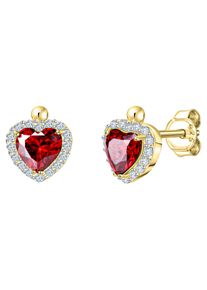 Firetti Damen Paar Ohrstecker "Schmuck Geschenk Gold 375 Ohrschmuck Herz", Gelbgold 375, bunt, Gelbgold 375, Ohrringe, mit Zirkonia (synth.)