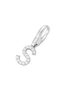 Damen Charm Buchstabe "Buchstabe S, Zirkonia Steine, Silber 925", weiß, Giorgio Martello MILANO, Silber 925 (Sterlingsilber), Charms
