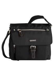 Tom Tailor Damen Umhängetasche "Rina", schwarz, Nylon, Lederimitat, Taschen, aus leichtgewichtigem Nylon und aufwändig gewebten Gurtband