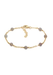 Elli Damen Armband "Labradorit Edelstein Kugeln Sommer 925er Silber", 16cm,mit Steinen, Silber 925 (Sterlingsilber), gold, Silber 925