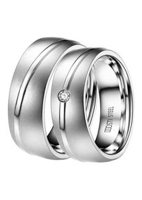 DOOSTI Trauring "Schmuck Geschenk Edelstahl Trauring Ehering Partnerring LIEBE", 58,mit Zirkonia, Edelstahl, 7mm, silber, Edelstahl, Fingerringe,