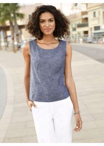 Casual Looks Damen Blusentop, blau, Gr. 36, gemustert, mehrfarbig, meliert, 100% Baumwolle, Blusen
