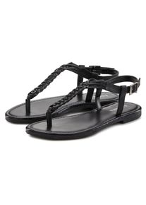 Lascana Damen Zehentrenner "Sandalette, Sommerschuh", Gr. 39, schwarz, Obermaterial: 100% Ziegenleder. Futter: 100% Lederimitat. Decksohle: 100%