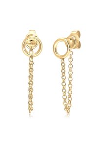 Elli Damen Paar Ohrhänger "Stecker Kreis mit Kette 925 Silber", OneSize, ohne Stein, Silber 925 (Sterlingsilber), gold, Silber 925 (Sterlingsilber),
