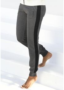 Damen Sweathose, BENCH. LOUNGEWEAR, Gr. 32, schwarz, Jersey, Interlock, Obermaterial: 60% Baumwolle, 40% Polyester, meliert, mehrfarbig, casual,
