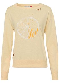 Ragwear Damen Sweater "RAG Sweat NEREA FRONTPRINT O", gelb, modisch, Gr. L, bedruckt, gemustert, mehrfarbig, kontrastfarbene Details, angeraute