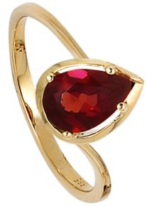 Jobo Damen Goldring "Ring mit Granat Tropfen", 54, Gelbgold 585, gelb, Gelbgold 585, Fingerringe, 585 Gold