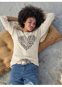 Heine Damen Rundhalspullover "Pullover", beige, Gr. 48, gemustert, animal-print, bedruckt, 70% Viskose, 30% Polyamid, Pullover