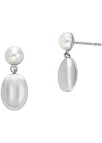 Skagen Damen Paar Ohrstecker "Schmuck Geschenk Edelstahl Ohrringe AGNETHE PEARL PEBBLE, SKJ1835040", Edelstahl-Perlen, silber, Edelstahl, Perlen,