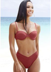 Lascana Damen Bikini-Hose "Shiva", rot, Gr. 36, unifarben, Recycling-Polyamid, Badehosen, aus recycelter Microfaser