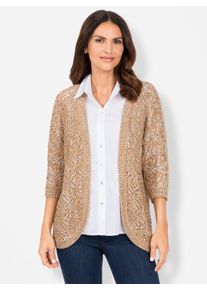 Inspirationen Damen Strickjacke, braun, Gr. 40, meliert, gemustert, mehrfarbig, 52% Baumwolle, 48% Polyacryl, Strickjacken
