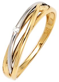 Jobo Damen Solitärring, 50, SI = kleine Einschlüsse, Gelbgold 585-Weißgold 585-Diamanten, gelb, Gelbgold 585, Weißgold 585, Diamanten, Fingerringe,