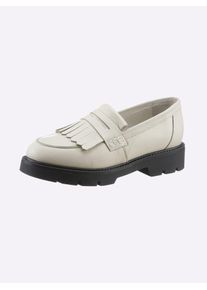Heine Damen Slipper, Gr. 39, beige, Leder, Glattleder, modisch, Schuhe