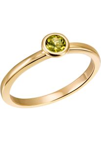 Firetti Damen Fingerring "Schmuck Geschenk Gold 375 Gold 585 Goldring Solitär", 58, Gelbgold 585, 1,8mm, grün, Gelbgold 585, Fingerringe, mit