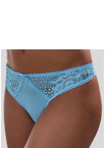 Vivance Damen String, Gr. 32, blau, Microtouch, Obermaterial: 90% Polyamid, 10% Elasthan, Unterhosen, mit seitlichen Spitzeneinsätzen in blumiger