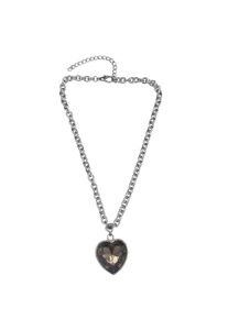 Allgäu Rebell ALLGÄU REBELL Damen Kette mit Anhänger "Rosalind", grau, Basic, Metall, Halsketten, mit Herzanhänger