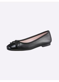 Heine Damen Ballerina, Gr. 40, schwarz, Leder, Glattleder, Synthetik, modisch, Schuhe