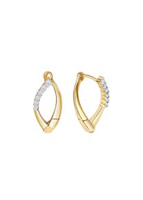 Diamonds by Ellen K. Damen Paar Creolen "375/- Gelbgold bicolor Zirkonia", ONE-SIZE, Gold, bunt, FASCINATION BY ELLEN K., Gold, Ohrringe