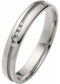 Firetti Trauring "Schmuck Geschenk Gold 375 Hochzeit Ehering "LIEBE"", 20, 0,025 ct SI = kleine Einschlüsse mit Brillanten, Weißgold 375, 3,5mm,