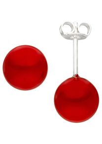 Jobo Damen Perlenohrringe, Silber 925 (Sterlingsilber)-Perlen, rot, Silber 925 (Sterlingsilber), Perlen, Ohrringe, 925 Silber mit Muschelkern-Perlen