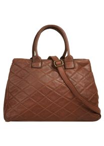 Samantha Look Damen Henkeltasche, braun, Leder, unifarben, Taschen, echt Leder, Made in Italy